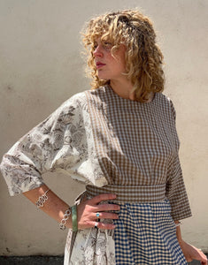 Aodress Blue, Brown and Gingham Dress