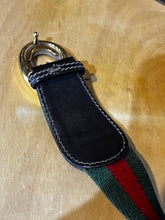 Gucci Red and Green Woven Belt with Logo Buckle