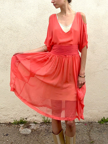 Electric Feathers Silk Organza Dress