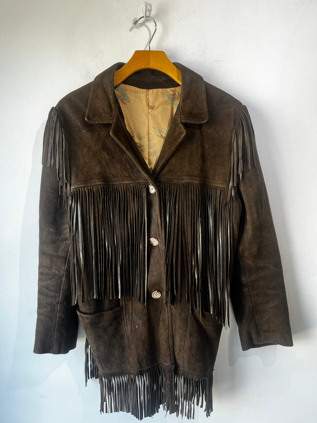 Vintage Brown Suede Jacket with Cowboy Lining