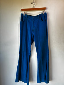 Men's Turquoise Velvet Bell Bottom Pants