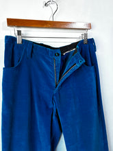 Men's Turquoise Velvet Bell Bottom Pants