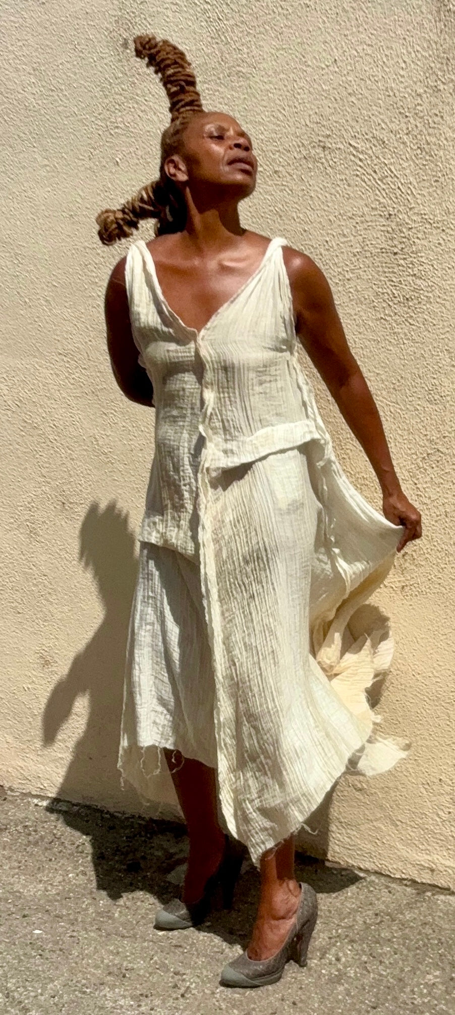Wen Pan Cream Ethereal Tie Dye Maxi dress M