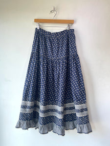 Doen Navy Blue Floral Ruffle Rosana Skirt