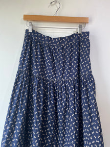 Doen Navy Blue Floral Ruffle Rosana Skirt