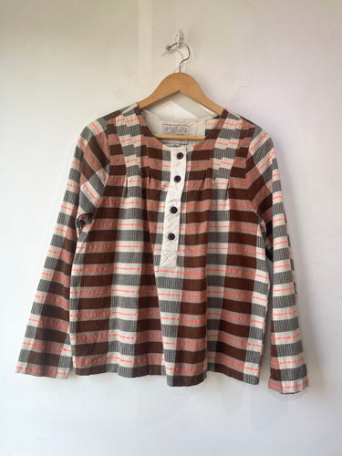 Ace & Jig Brown Orange Plaid Blouse