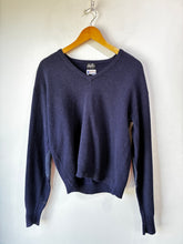 Vintage Bud's Woolhara Navy V-Neck Sweater with Elbow Patches