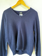 Vintage Bud's Woolhara Navy V-Neck Sweater with Elbow Patches