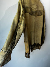 Vintage Distressed Buckskin Leather Jacket with Fringe