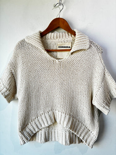 Cordera White Knit Short Sleeve Sweater