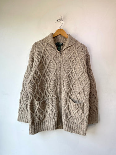 Vintage Ralph Lauren Oatmeal Cable-knit Cardigan