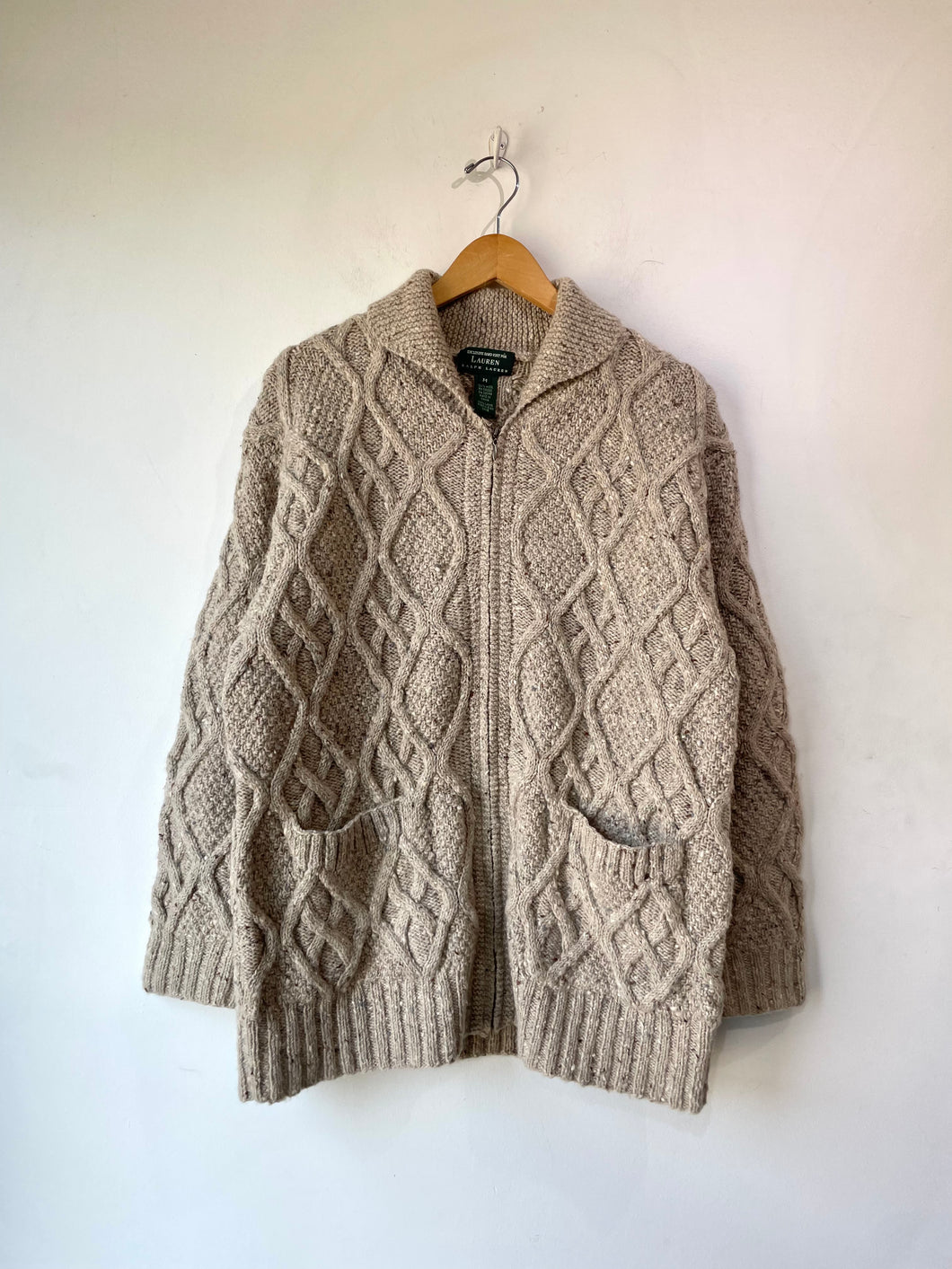 Vintage Ralph Lauren Oatmeal Cable-knit Cardigan