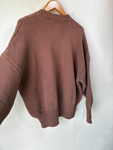 Babaa Brown Cotton Knit Sweater