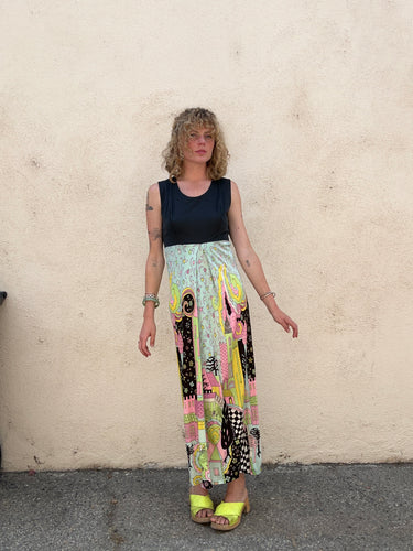 Vintage Black Psychedelic Colorful City Dress