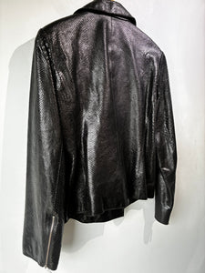 Calvin Klein Black Snakeskin Moto Jacket