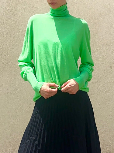 Studio Nicholson Nilo Fine Crepe Turtleneck in Apple Green, 100% Italian Cotton