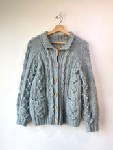 Doen Light Blue Pompom Cable Knit Cardigan