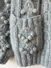 Doen Light Blue Pompom Cable Knit Cardigan