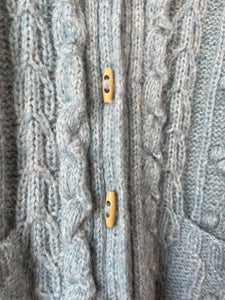 Doen Light Blue Pompom Cable Knit Cardigan