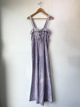 Purple & White Cotton Striped Wide Leg Overalls