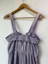 Purple & White Cotton Striped Wide Leg Overalls