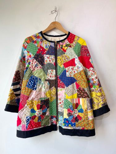 Handmade Vintage Multicolor Patchwork Quilt Jacket