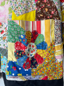 Handmade Vintage Multicolor Patchwork Quilt Jacket