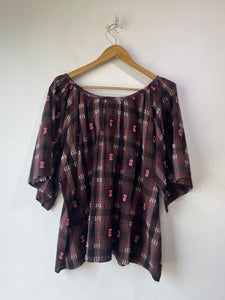 Ace & Jig Brown and Pink Plaid Blouse Top