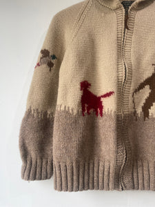 Vintage Ralph Lauren Hunting Scene Knit Cardigan