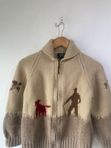 Vintage Ralph Lauren Hunting Scene Knit Cardigan