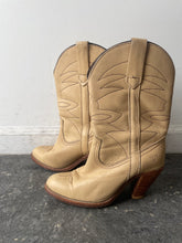 Vintage Frye Cream Leather Cowgirl Boots