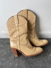 Vintage Frye Cream Leather Cowgirl Boots