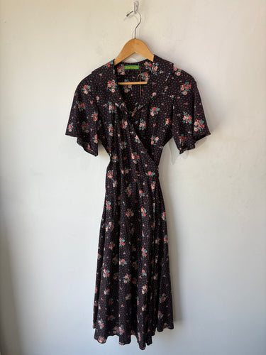 Cacharel Navy Blue Floral Midi Dress