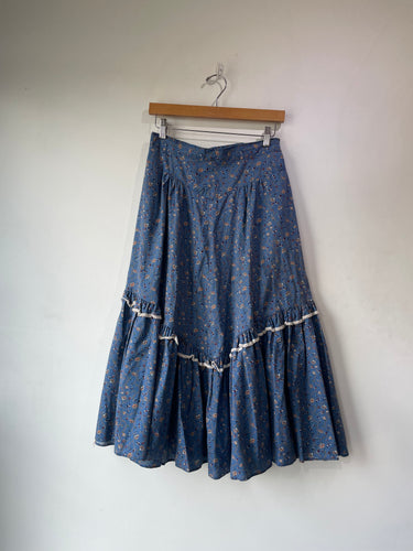 Vintage Circle T Blue Floral Prairie Skirt