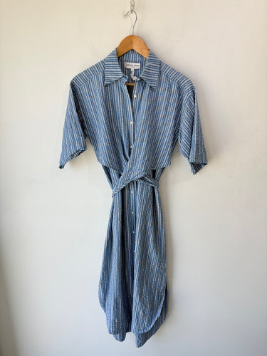 Apiece Apart Blue White Stripe Dress