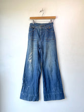 Vintage Bleach Stained Blue Wide Leg Jeans