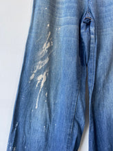 Vintage Bleach Stained Blue Wide Leg Jeans