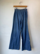 Vintage Bleach Stained Blue Wide Leg Jeans