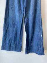 Vintage Bleach Stained Blue Wide Leg Jeans