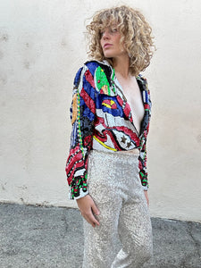 Vintage French Collizioni Multi Color Sequin Jacket