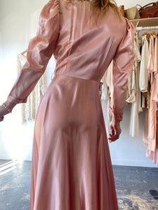 Vintage Pink Silk Victorian Nightgown Bed Jacket Dress