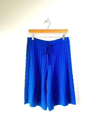6397 knit cable shorts in blue 