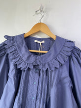 Doen Blue Ruffle Collar Hickory Top