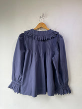 Doen Blue Ruffle Collar Hickory Top