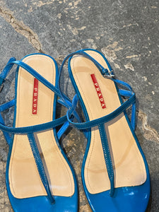 Vintage Prada Teal Wedge Sandals