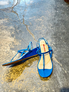 Vintage Prada Teal Wedge Sandals