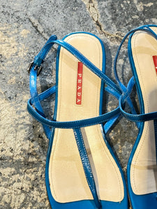 Vintage Prada Teal Wedge Sandals