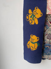 Gucci Blue Wool Knit Teddy Bear Scarf