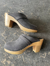 Sven Gray Suede Heeled Clogs Size 37