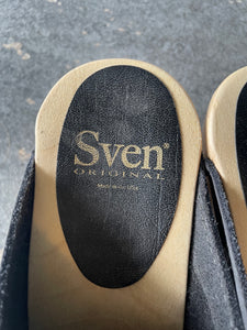 Sven Gray Suede Heeled Clogs Size 37